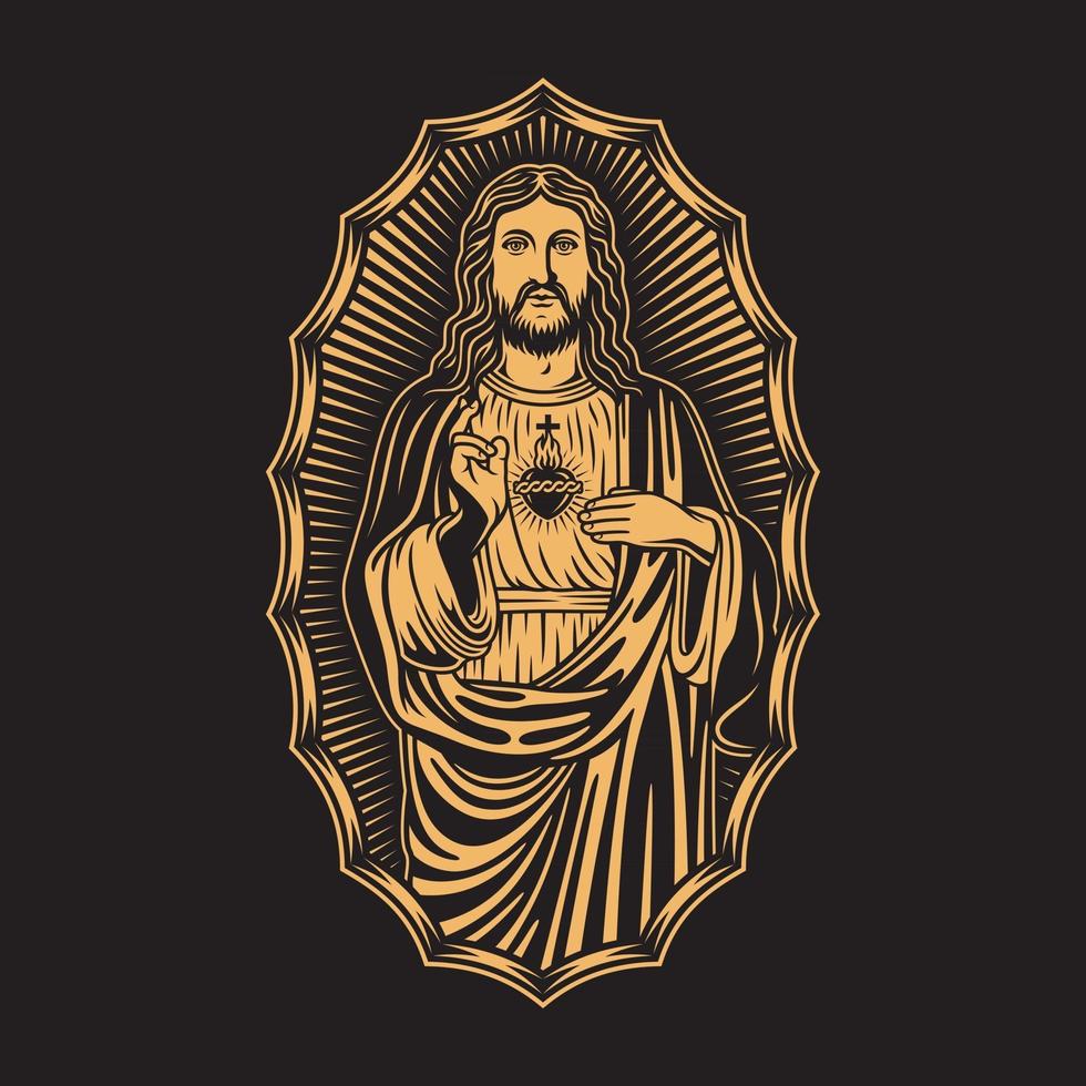 gráfico de vector de jesucristo en negro