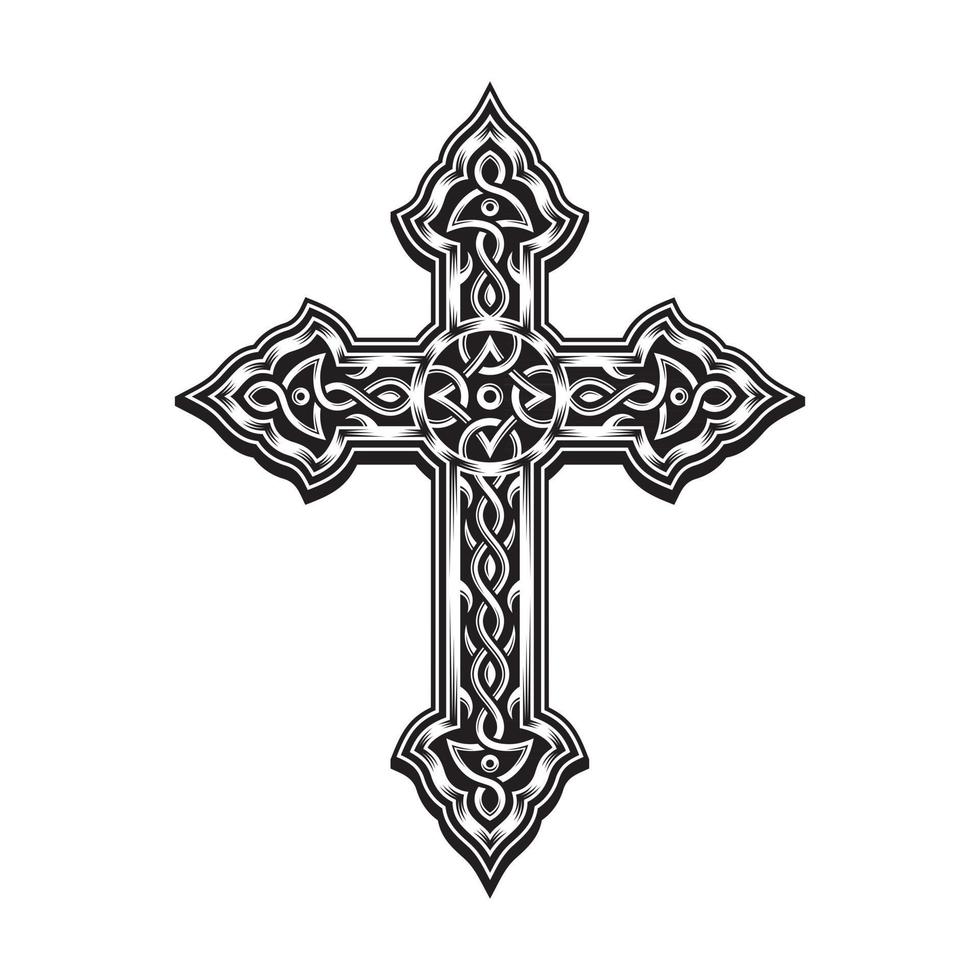 Ornamental Cross In Black And White vector