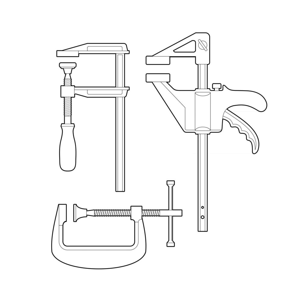 hand tool clamp set vector
