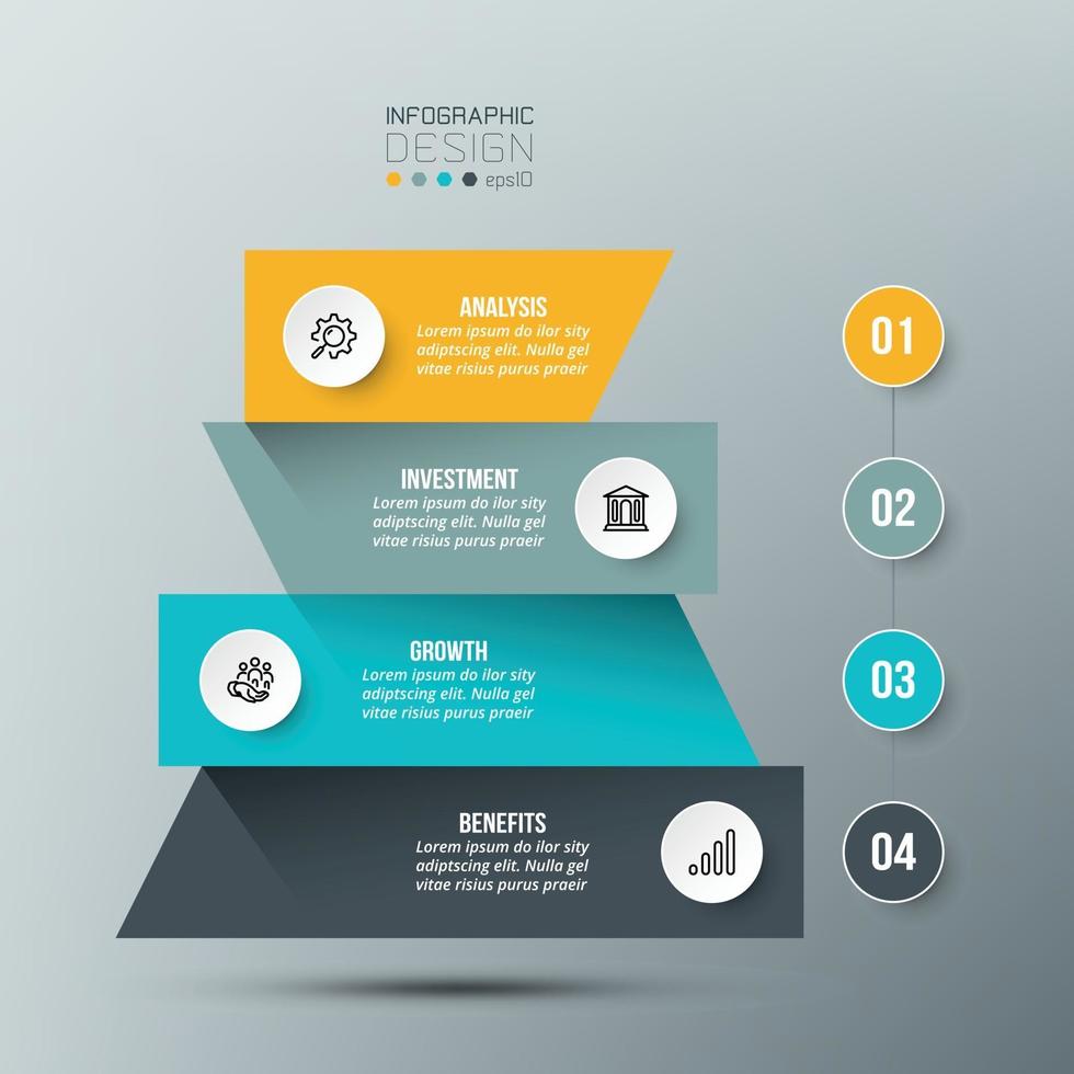 4 step process work flow infographic template vector