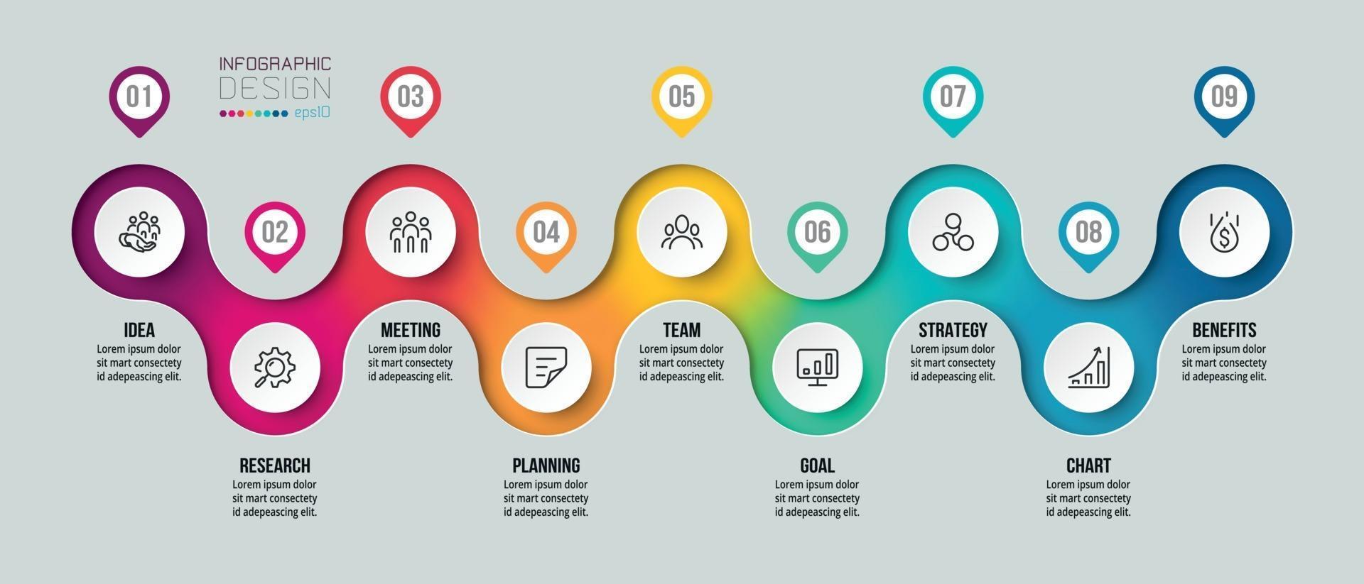 Plantilla de infografía empresarial de gráfico de línea de tiempo vector