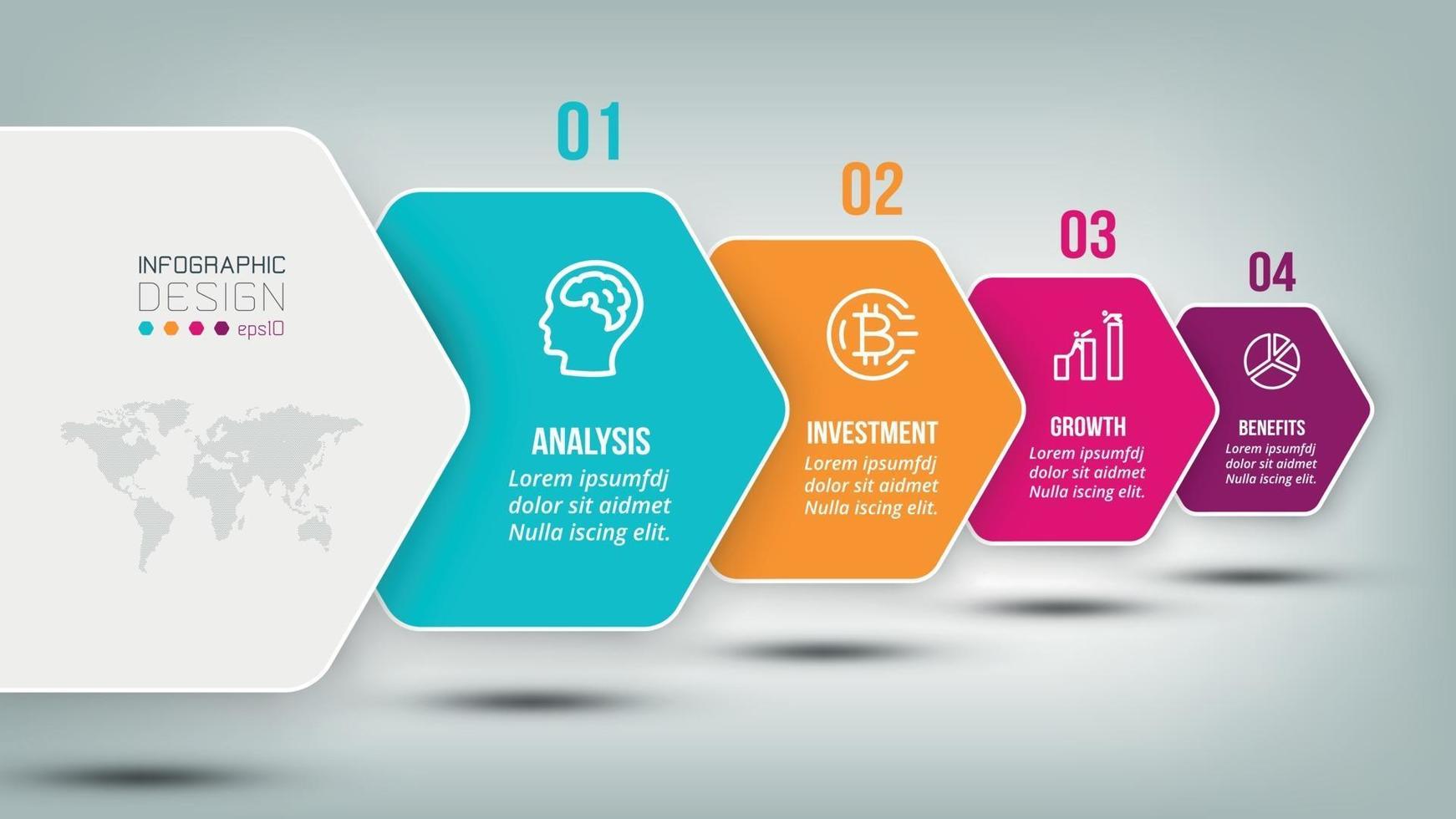 Infographic business template with 4 step or option design vector