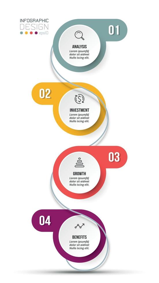 4 step process work flow infographic template vector