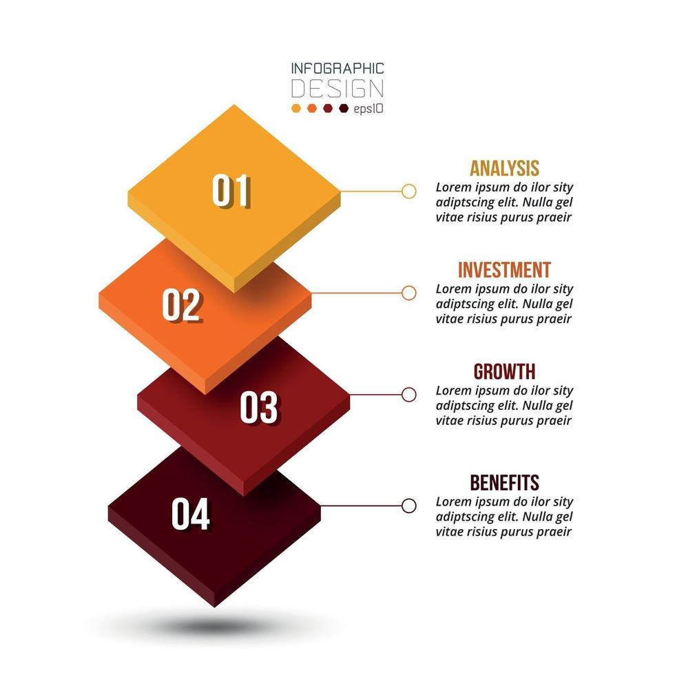 4 step process work flow infographic template vector