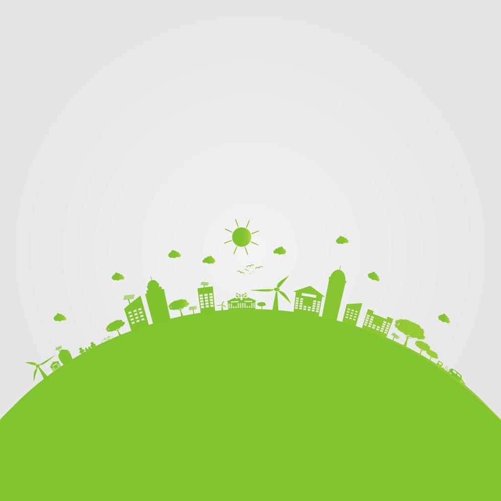 Green cities help the world with eco friendly concept ideas vector