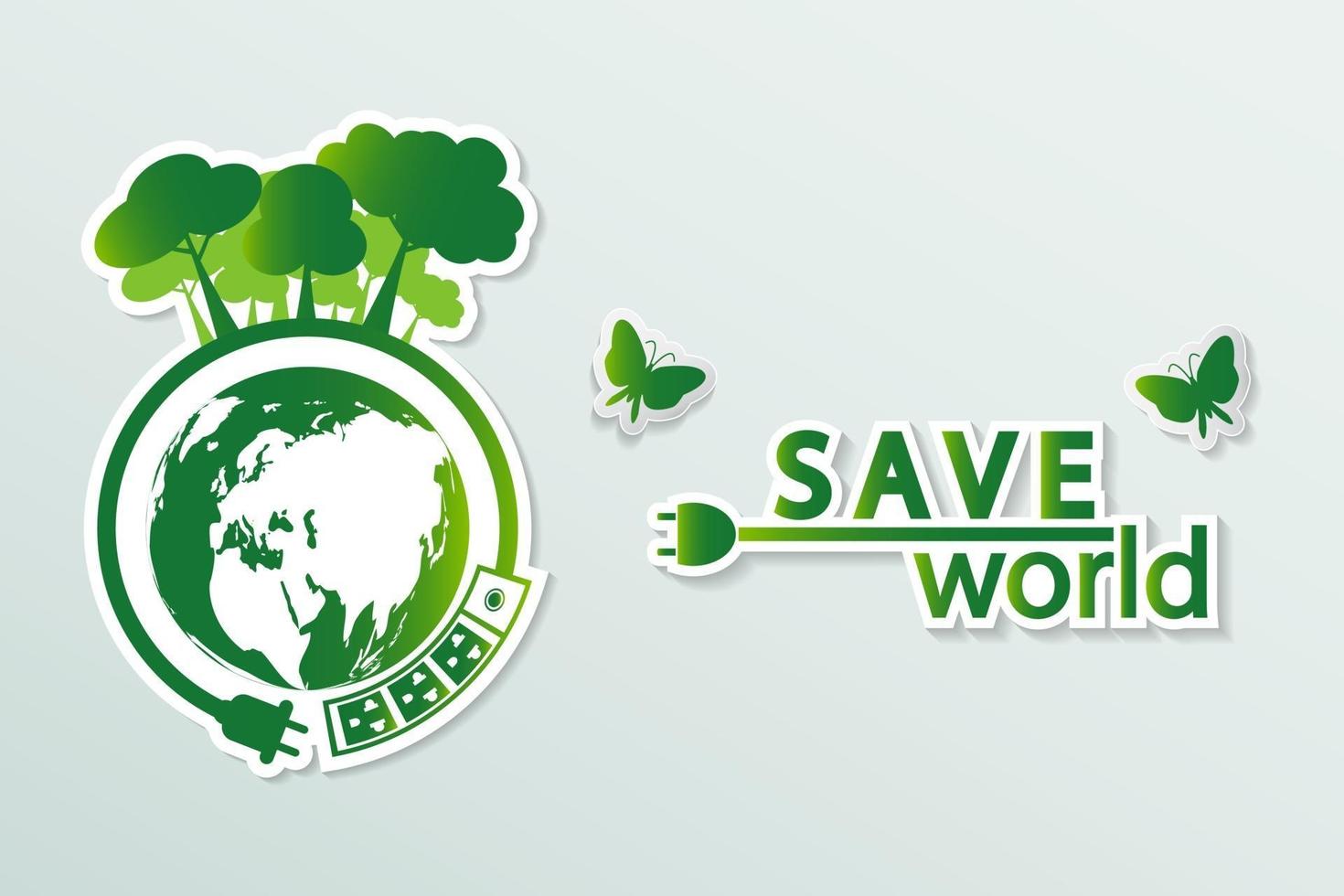 Ecology Green cities help the world with eco friendly concept ideas vector