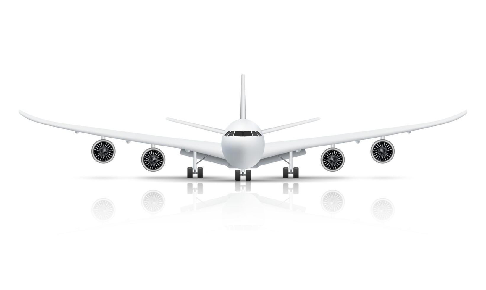 Front view of airplane isolated on white background vector illustration