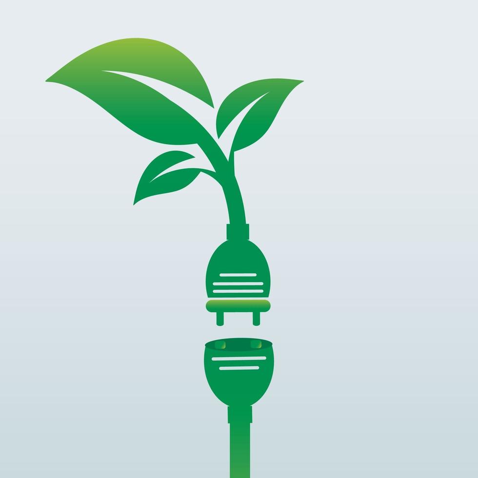 Power plug green ecology emblem or logo vector