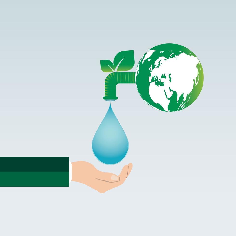 Ecology save water clean energy recycling and hand holding Green cities help the world with eco friendly concept ideas vector