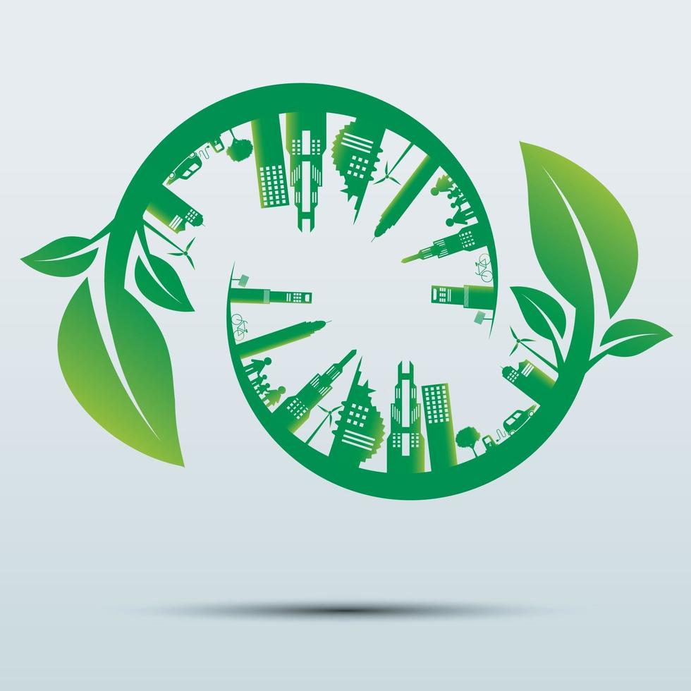 Ecology Green cities help the world with eco friendly concept ideas vector