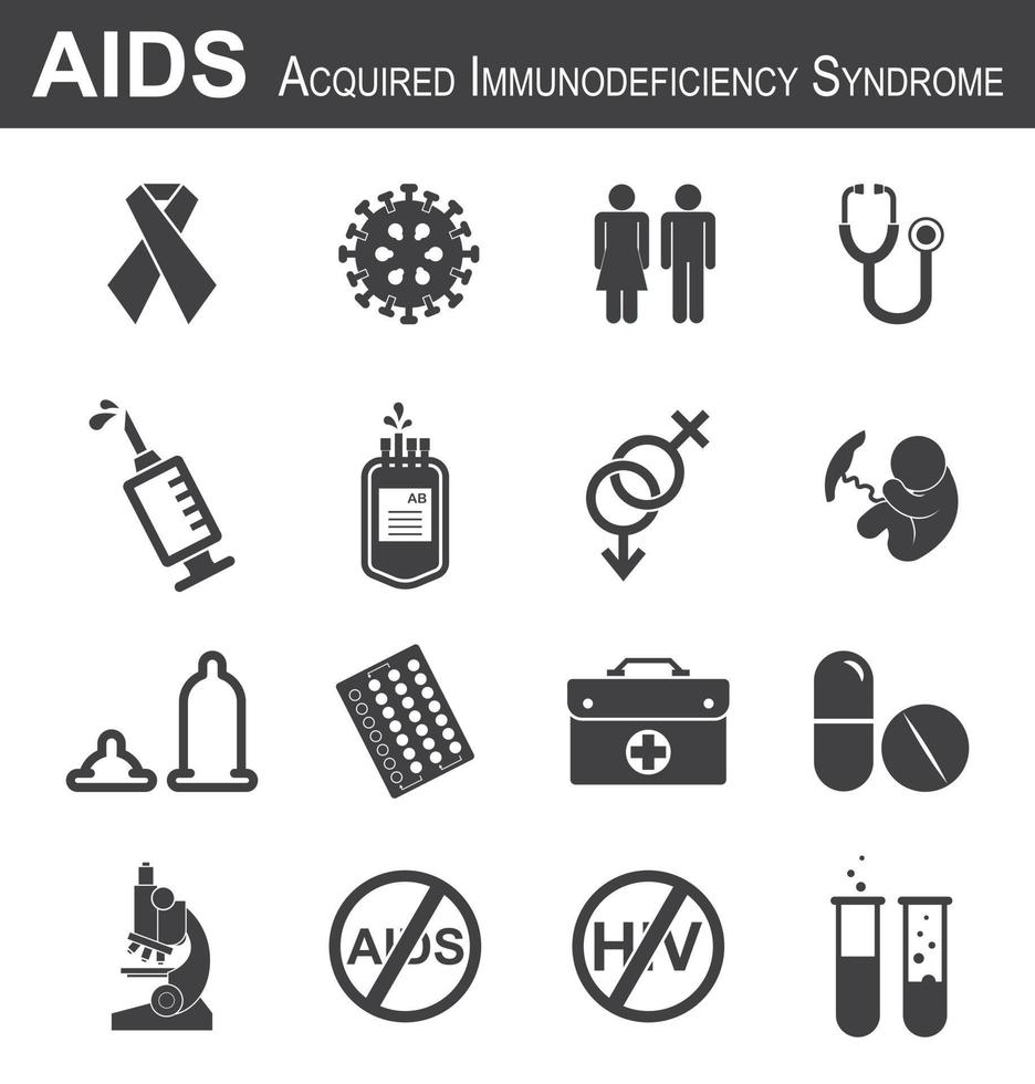 AIDS icon set vector