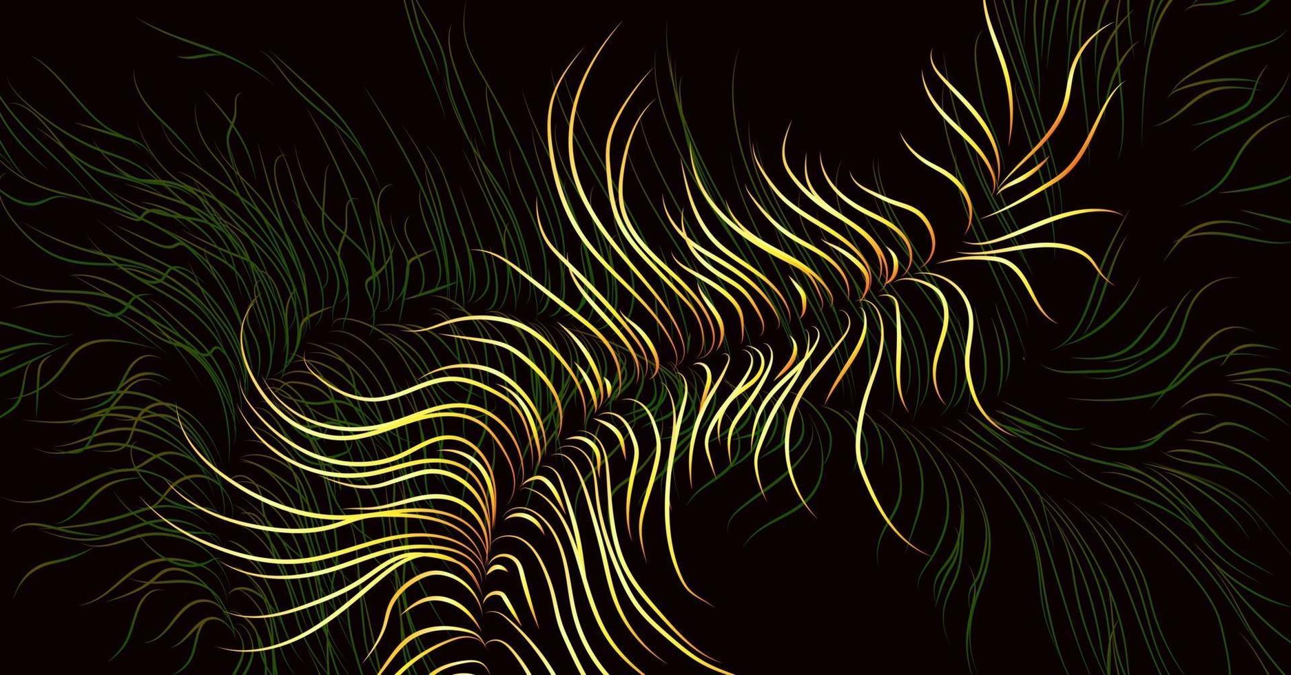 abstract vector background image with clear outline of fuzz or feather in gold