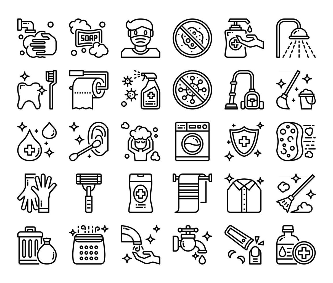 iconos de vector de contorno de higiene