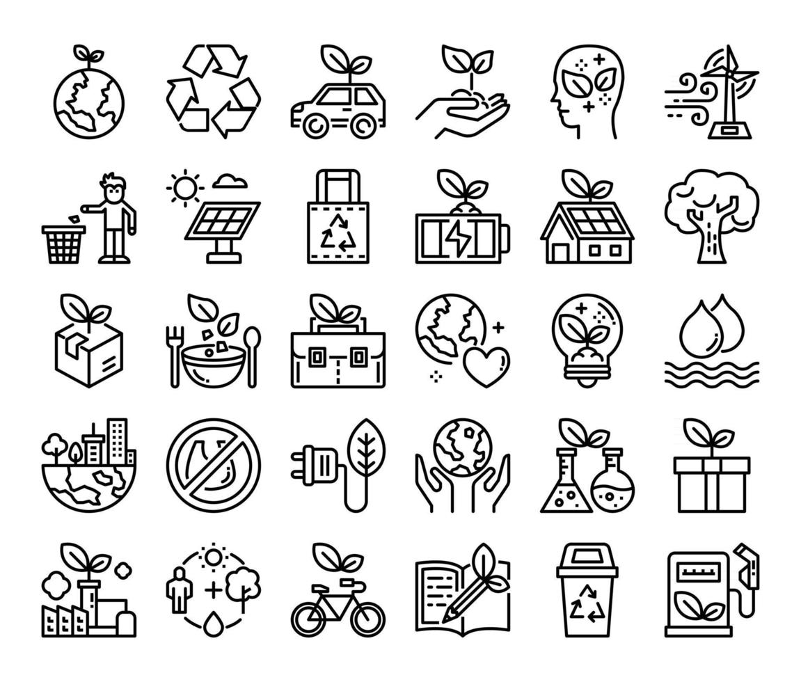 ecology outline vector icons