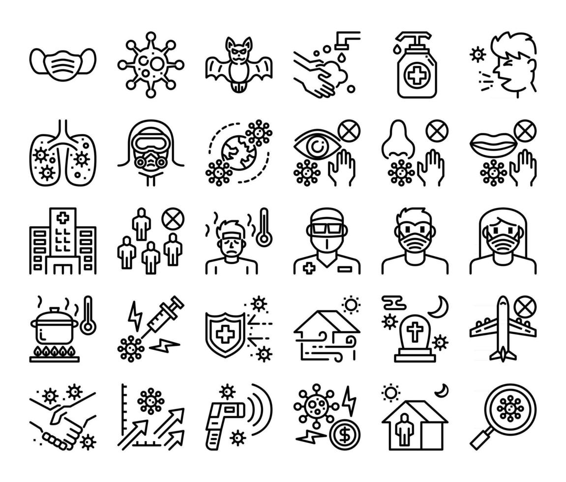 coronavirus outline vector icons