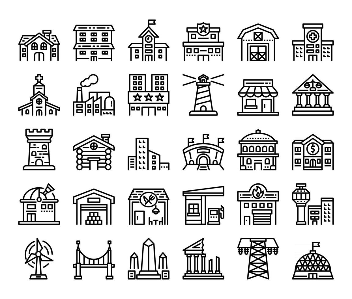 building outline vector icons