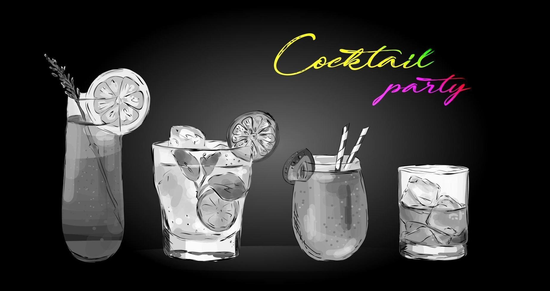 Cocktail Party Drinks vector illustration