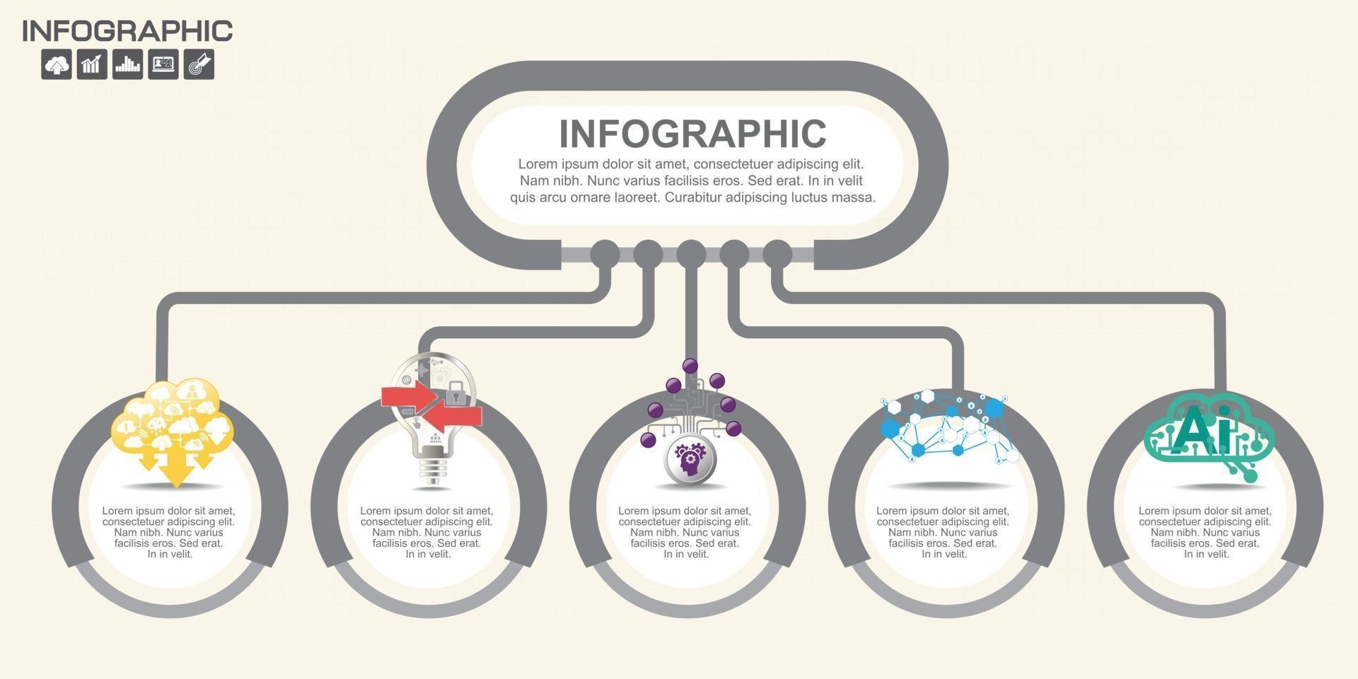 Presentación plantilla de infografía empresarial con 5 opciones. vector