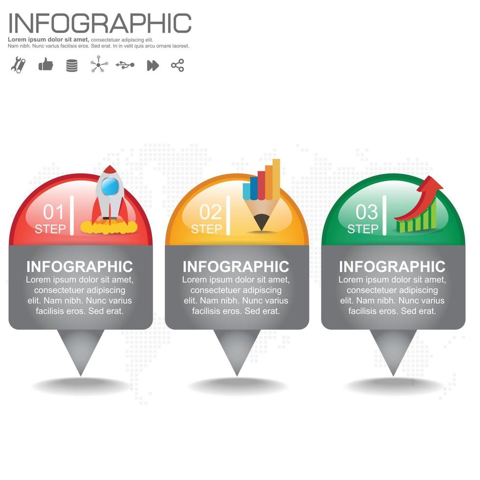 Plantillas infográficas de paso y línea de tiempo para diagrama de proceso de ilustración de vector de negocio