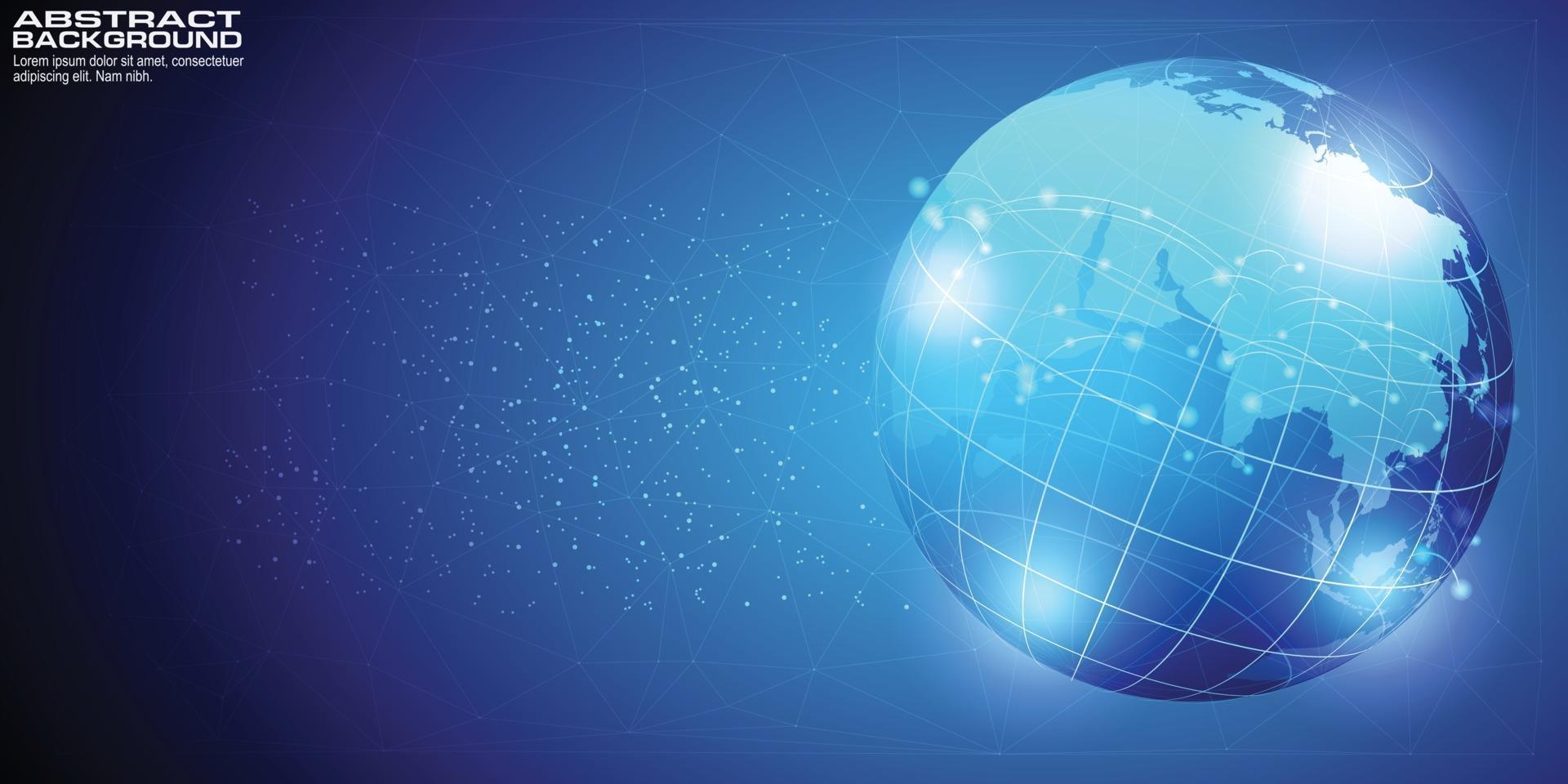 Fondo digital con punto de mapa mundial concepto de conexión de red global de negocio global vector