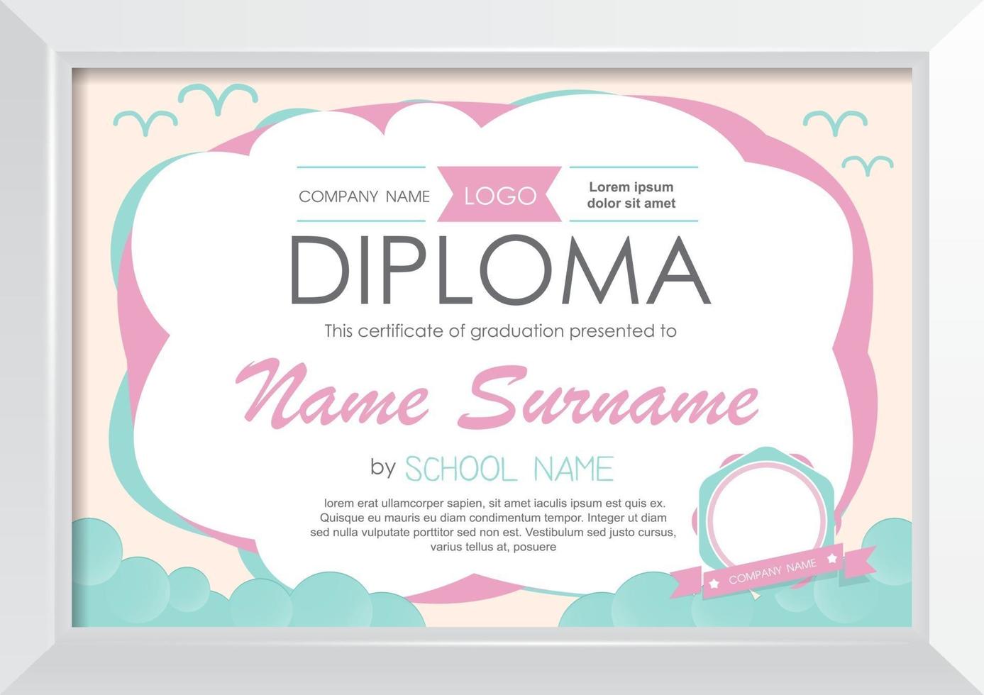 Certificate background design template vector