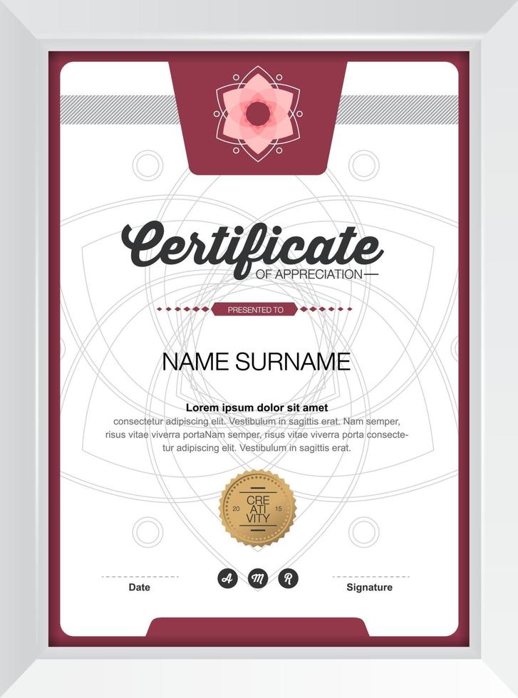 Certificate background design template vector