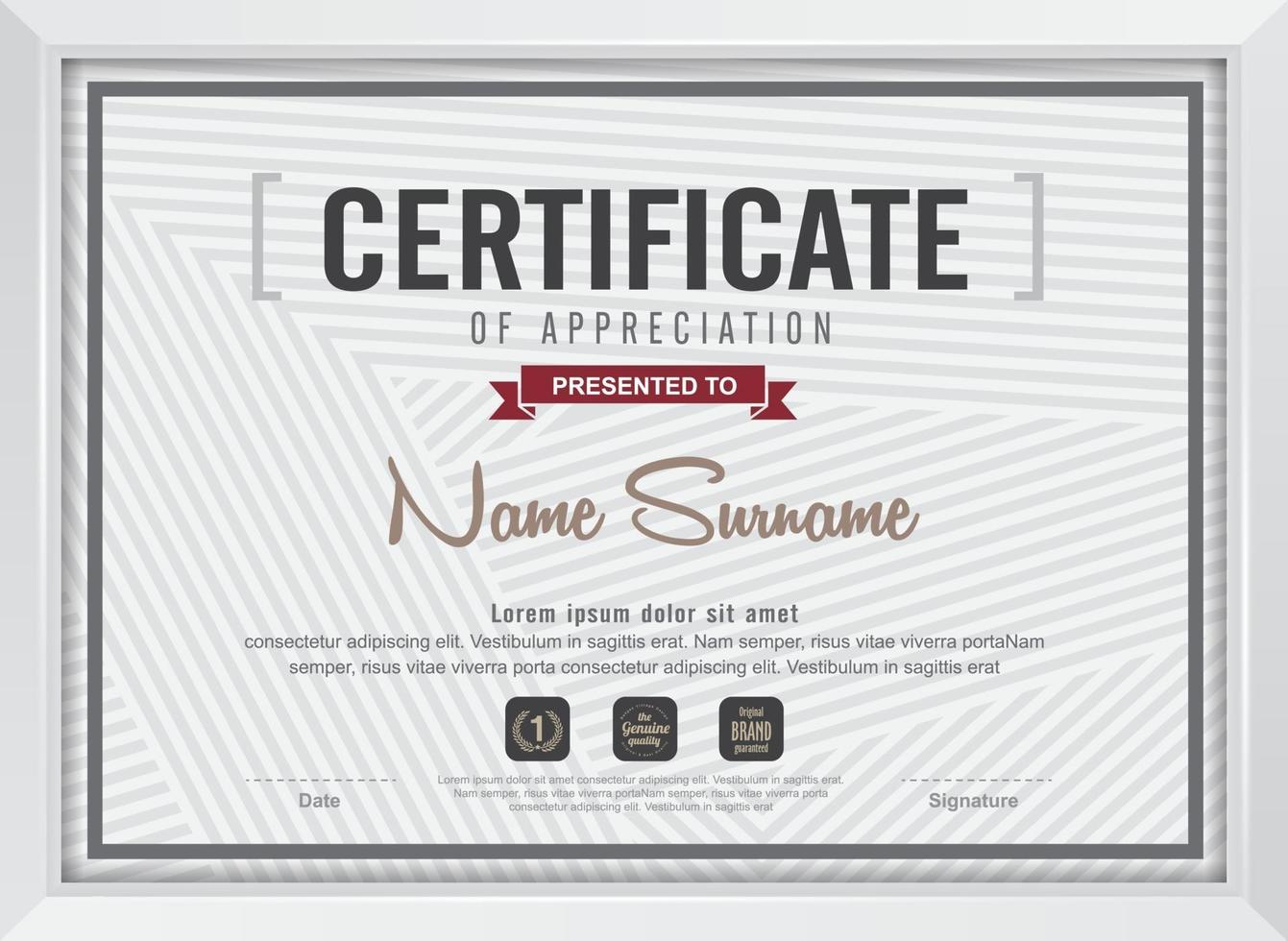 Certificate background design template vector