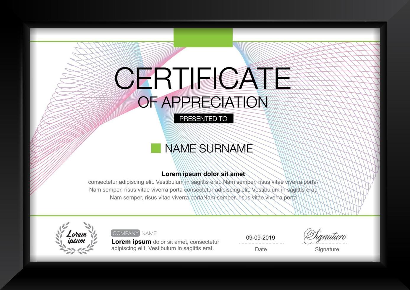 Certificate background design template vector