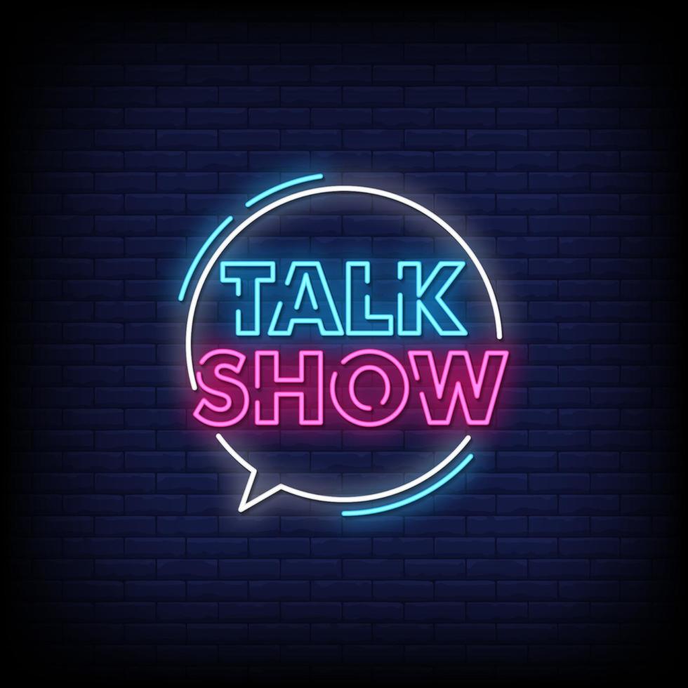 talk show letreros de neón estilo texto vector