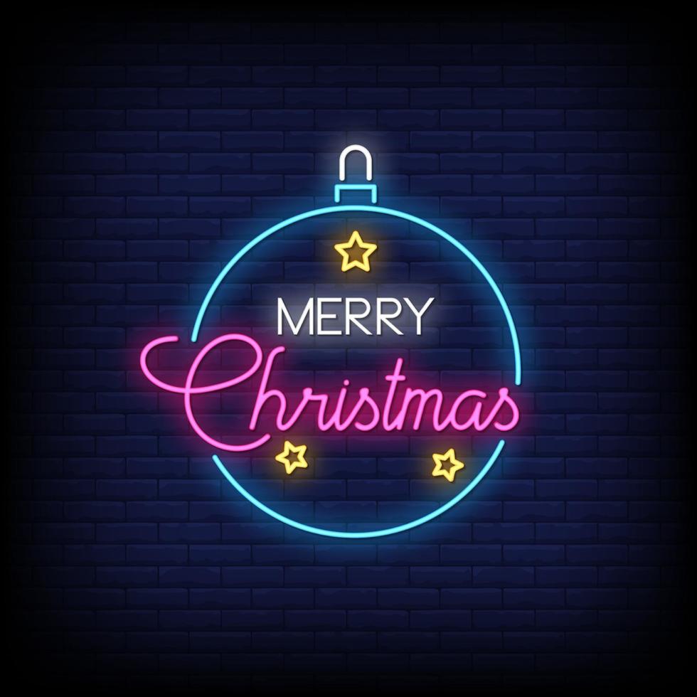 Merry Christmas Neon Signs Style Text Vector