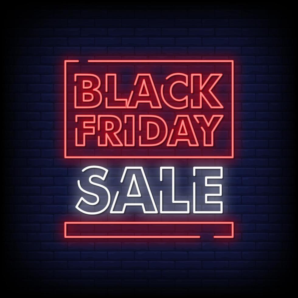 Black Friday Sale Neon Signs Style Text Vector