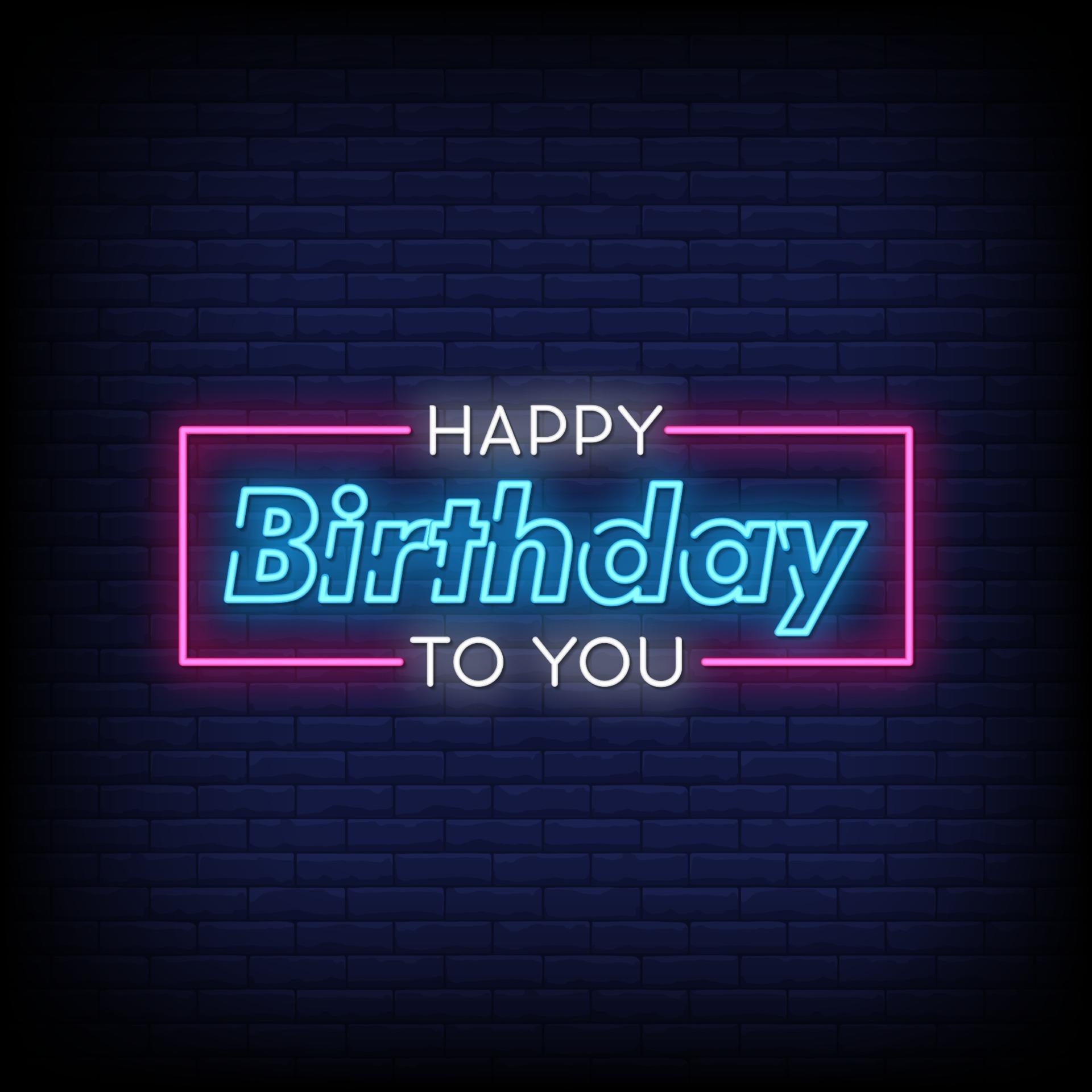 Happy Birthday To You Neon Signs Style Text Vector 2424492 Vector Art ...
