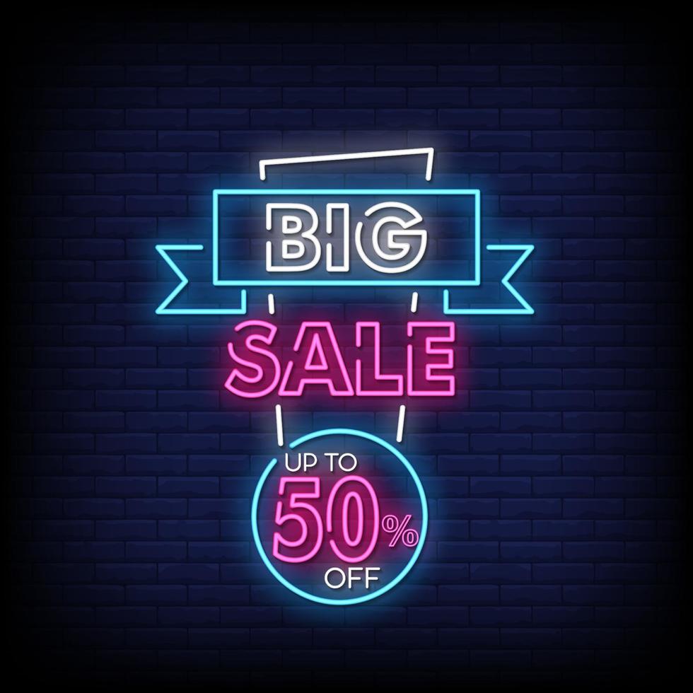 Big Sale Neon Signs Style Text Vector