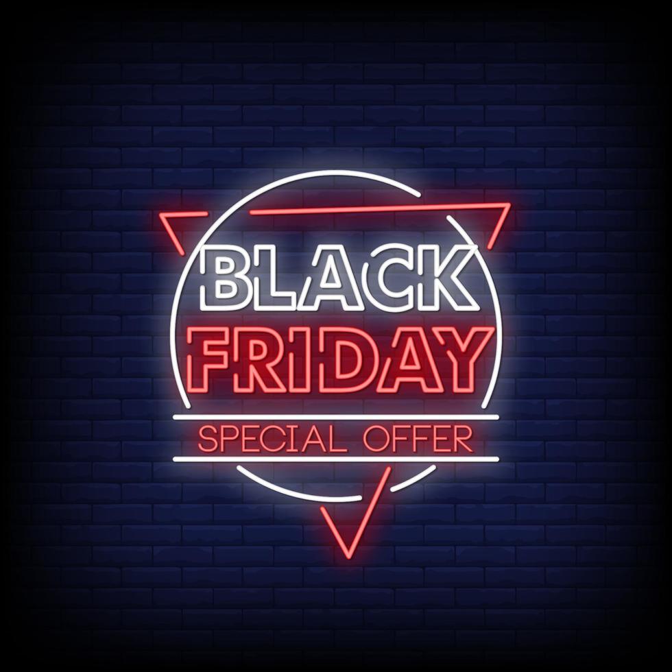 Black Friday Neon Signs Style Text Vector