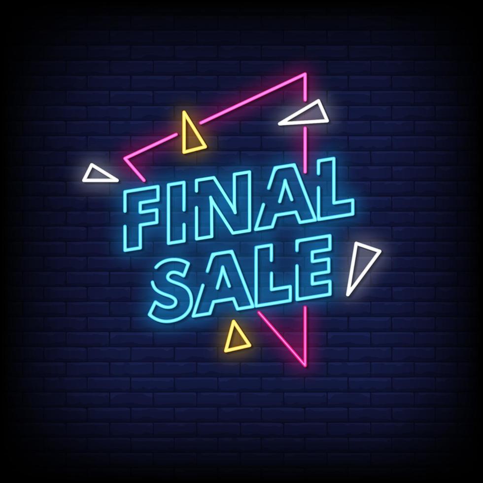 Final Sale Neon Signs Style Text Vector