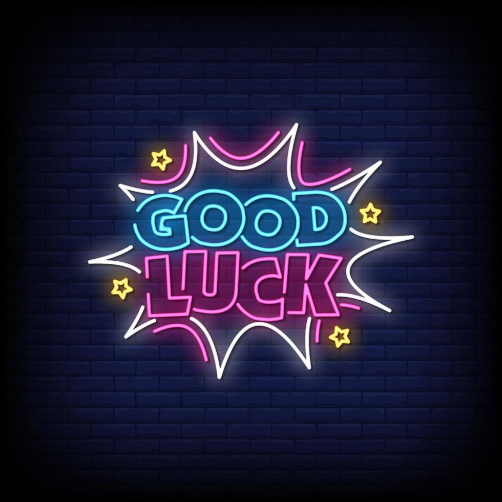 Good Luck Neon Signs Style Text Vector