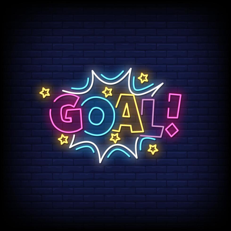 Goal Neon Signs Style Text Vector