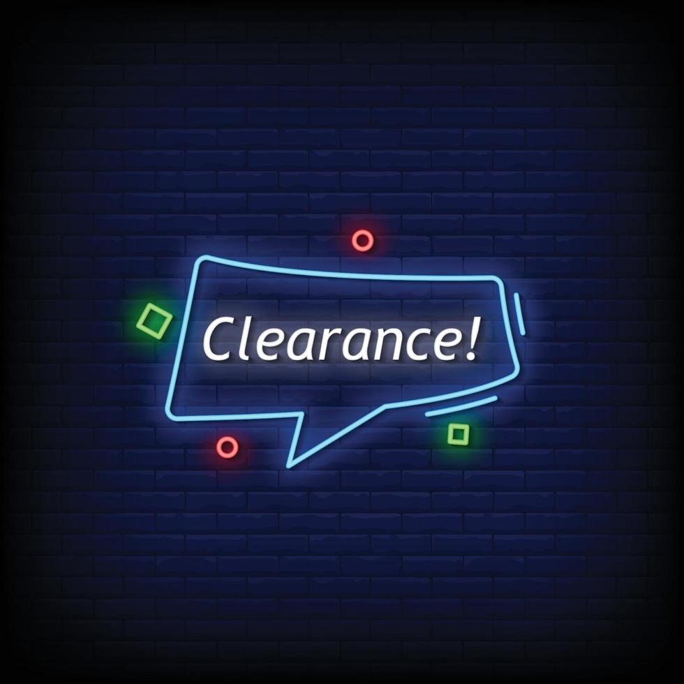 Clearance Neon Signs Style Text Vector