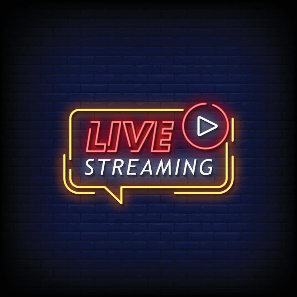 Live Streaming Neon Signs Style Text Vector