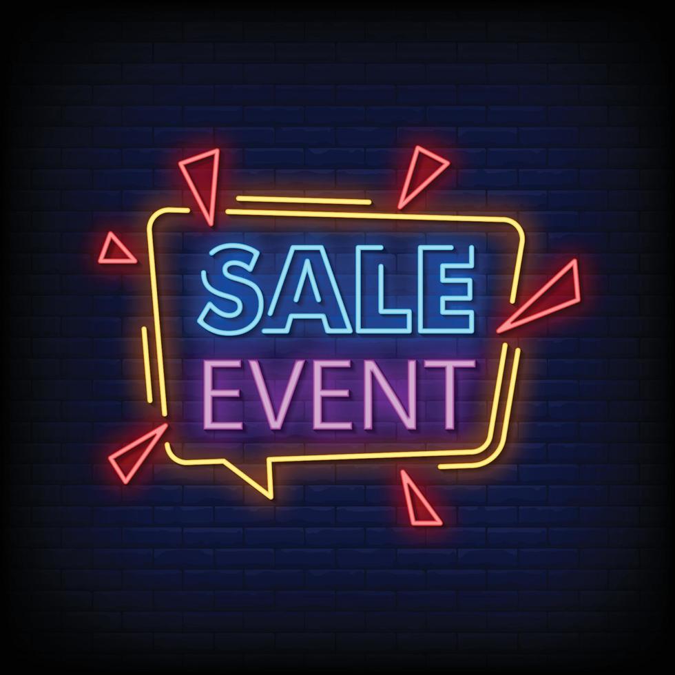 Sale Event Neon Signs Style Text Vector