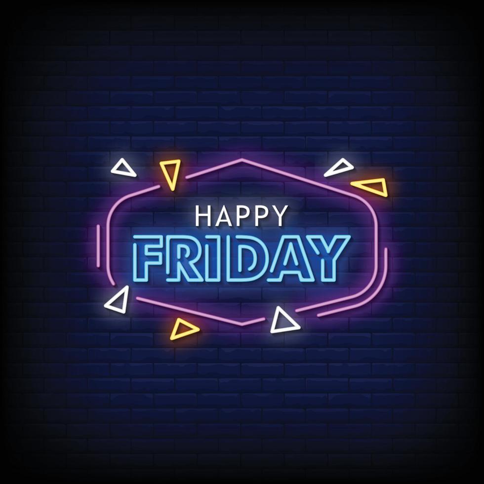 Happy Friday Neon Signs Style Text Vector