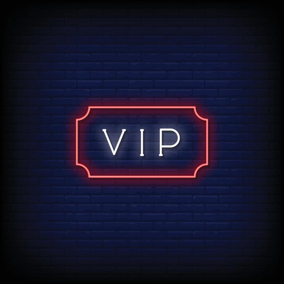 VIP Neon Signs Style Text Vector