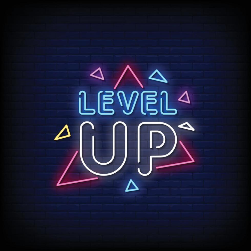 Level Up Neon Signs Style Text Vector