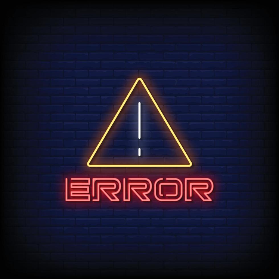 Error Neon Signs Style Text Vector