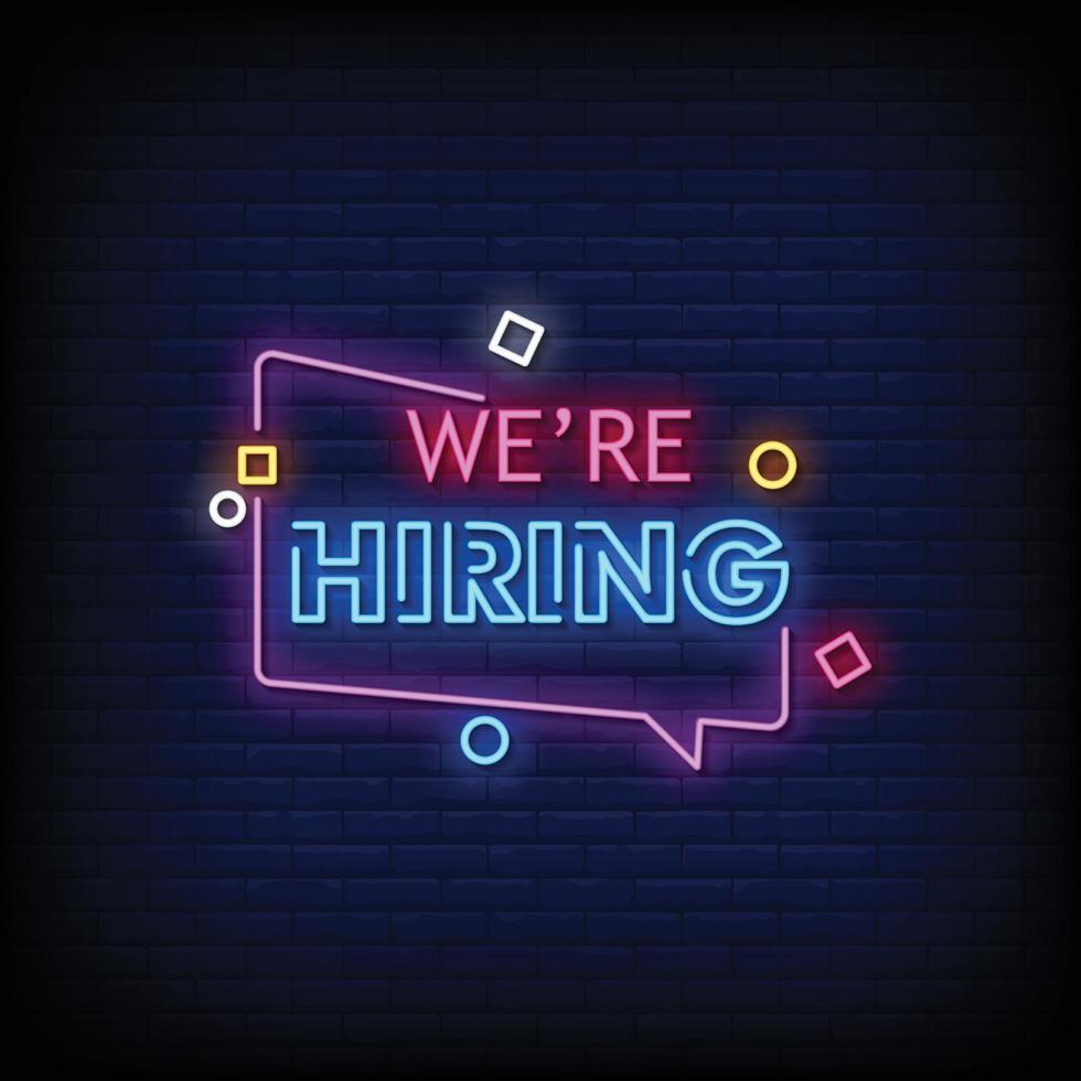 We are Hiring Neon Signs Style Text Vector