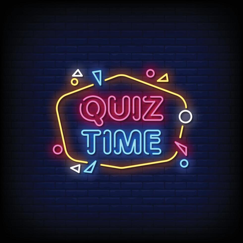 Quiz Time Neon Signs Style Text Vector