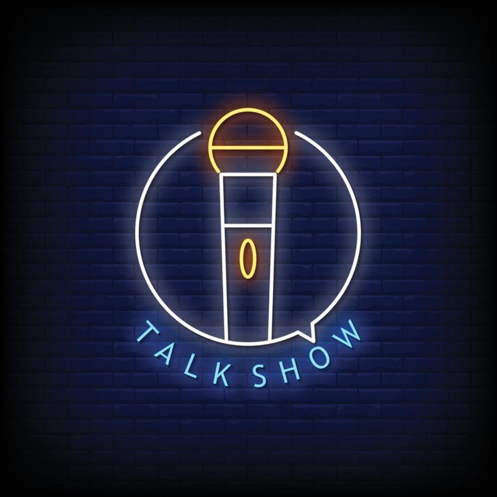 talk show logo letreros de neón estilo texto vector