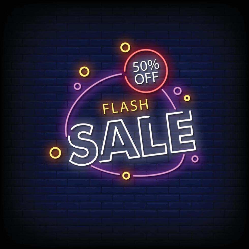 Flash Sale Neon Signs Style Text Vector