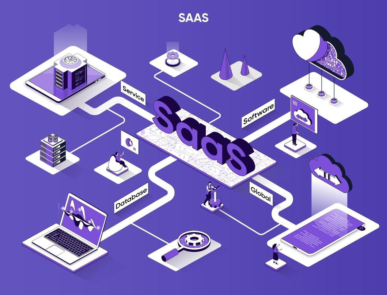 SaaS 3d isometric web banner vector