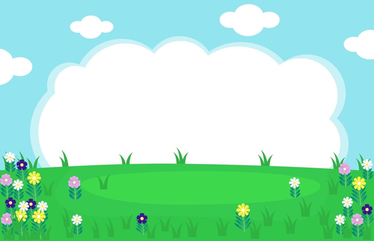 Cute beautiful garden background with cloudy sky with flowers 2424761 Vector  Art at Vecteezy